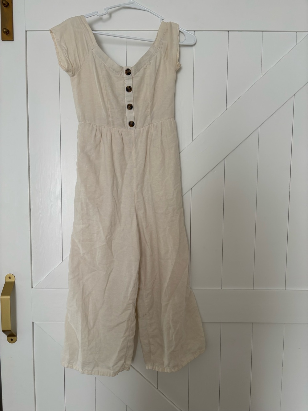 American Eagle Outfitters Cream Button-Front Kids One-Piece